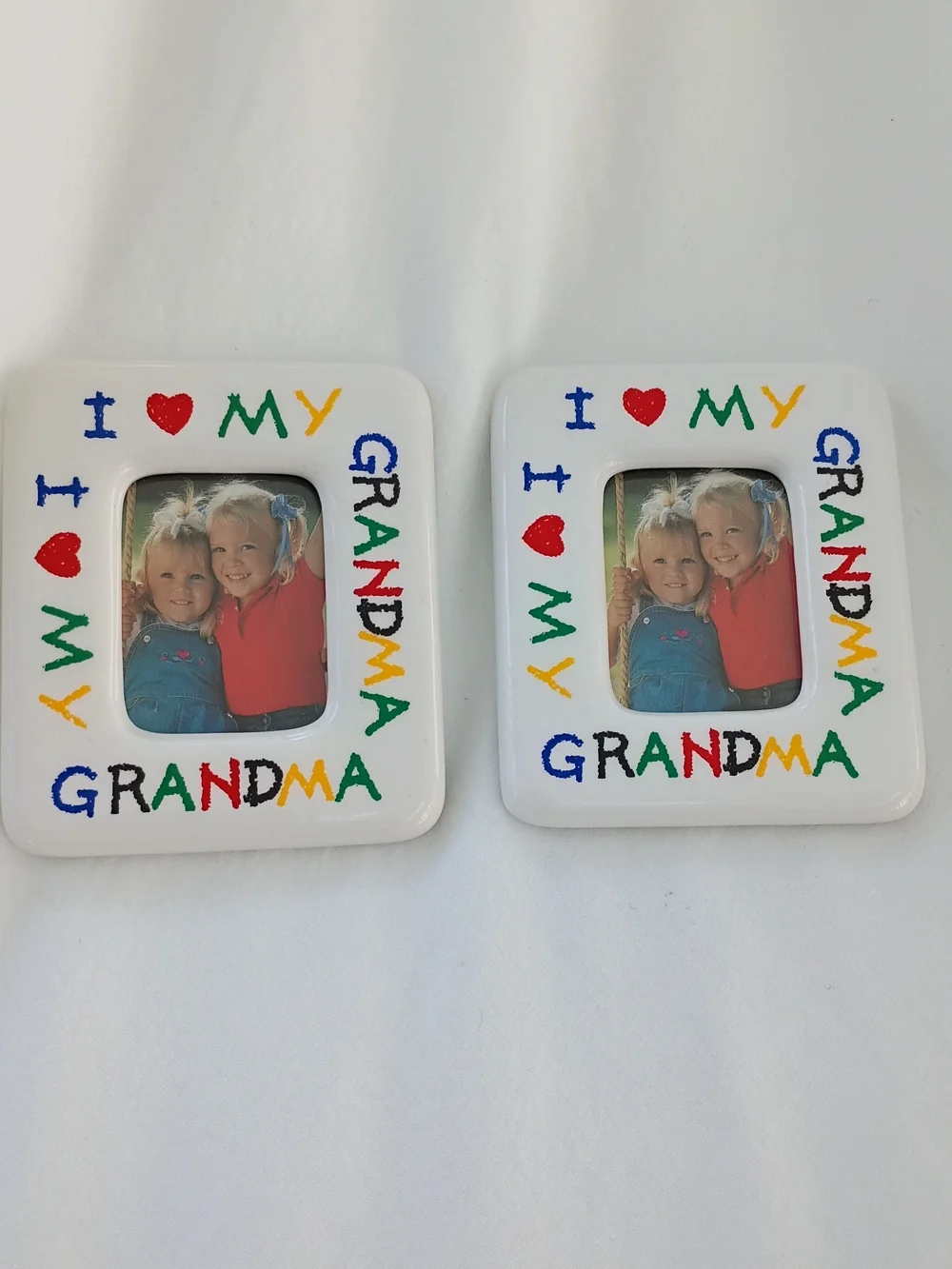 Love My Grandma Mini Ceramic Picture Frame Hand Painted Keepsake Gift Magnet x 2